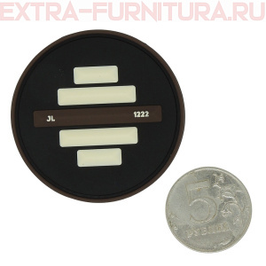 Нашивка силиконовая круг 5см черный с коричневой и молочными полосами