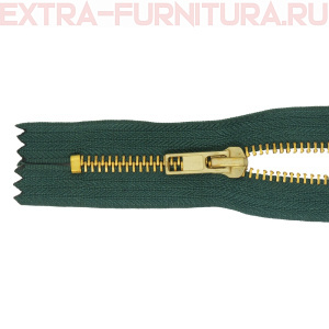 Молния джинсовая № 5, 18 см, латунь, цв.272 зеленый