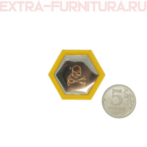 Нашивка силикон Череп Кости желтый 