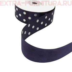 Лента атласная Ideal ш.25мм, Горошек серебро, цв.476 фиолетовый, арт.LDAS476, уп.27,4м