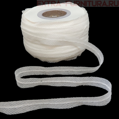 Лента нитепрошивная клеевая, по косой с нитью, арт.5715W шир. 15 мм цв.белый ,уп. 100 м