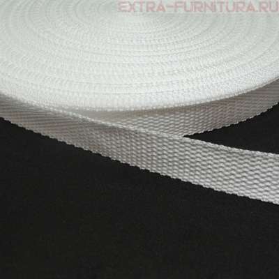 Стропа шир.20мм, цв.белый, уп.50м, пл. 8 гр/м